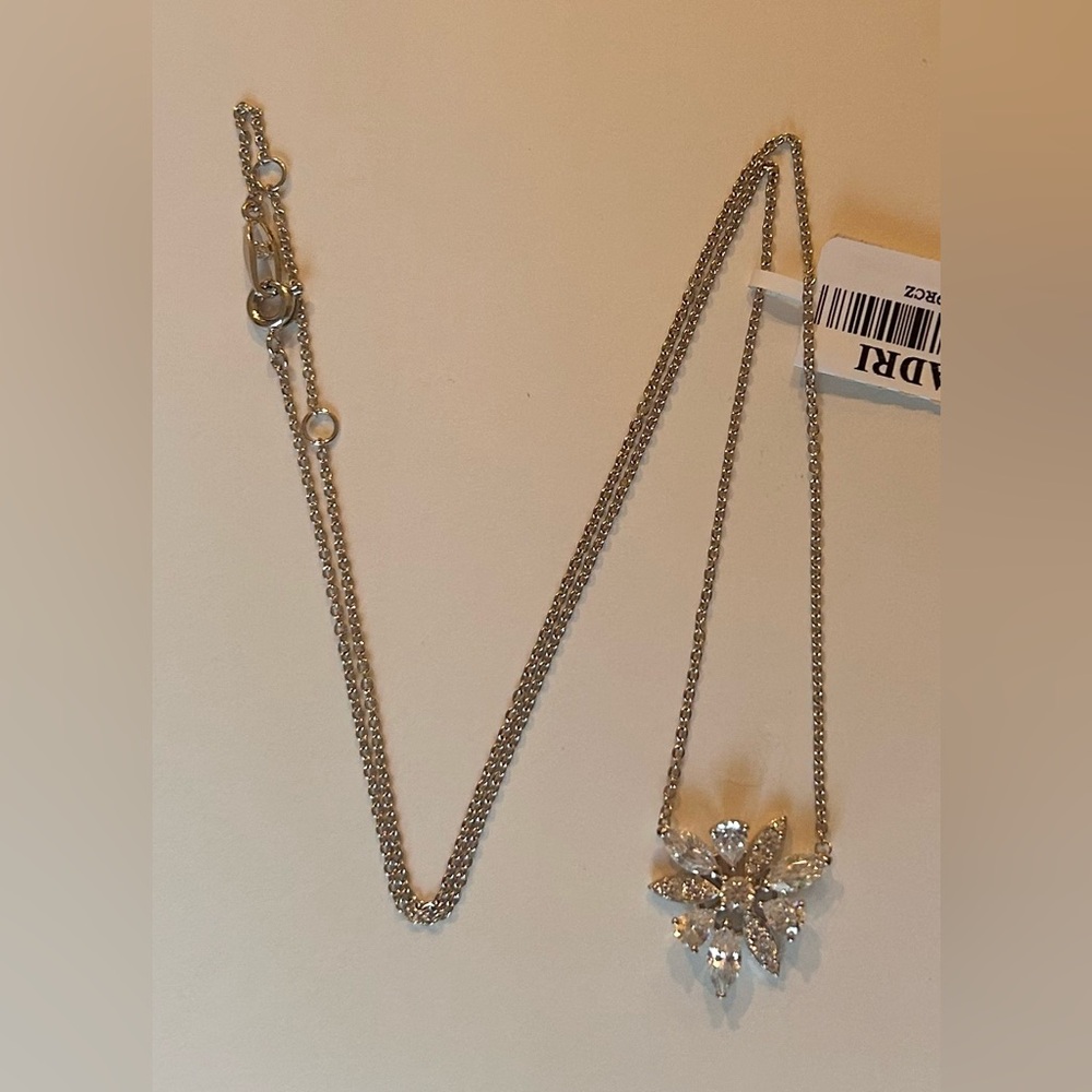 NWT NADRI Silver Necklace & Earrings Set, Precious Metal Plating, Floral Design - Picture 4 of 6